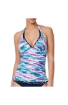 Gottex Canva Tricolore Halter Tankini Top In Blue