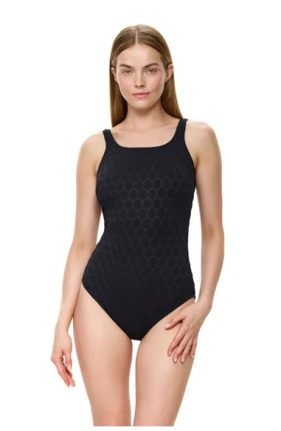 Gottex Chained Reaction Textured Post Mastectomy High Neck One Piece In Black