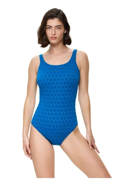 Gottex Chained Reaction Textured Post Mastectomy High Neck One Piece In Blue