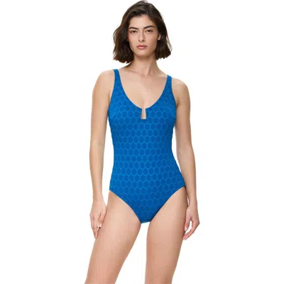 Gottex Chained Reaction Textured U Wire One Piece In Blue