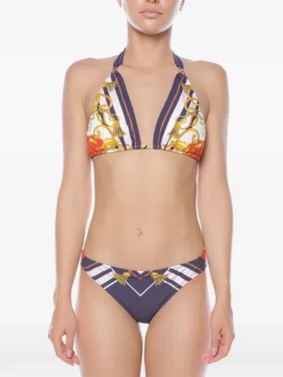 Gottex Chain-print Halterneck Bikini In Blue