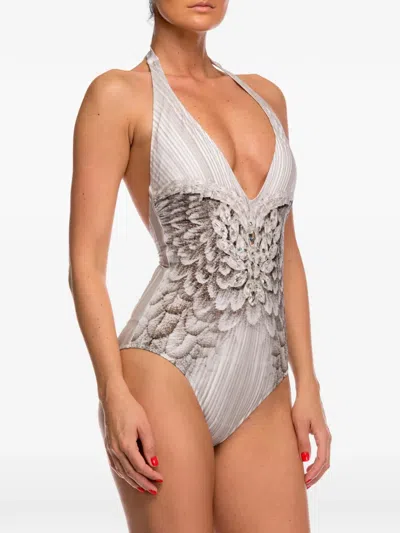 Gottex Crystal-embellished Halterneck Swimsuit In Multi