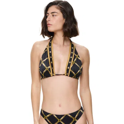 Gottex Deco Riviera Triangle Bikini Top Swimsuit In Black