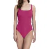 Gottex Deep Dive Full Coverage Square Neck One Piece Swimsuit In Got Raspberry In Pink