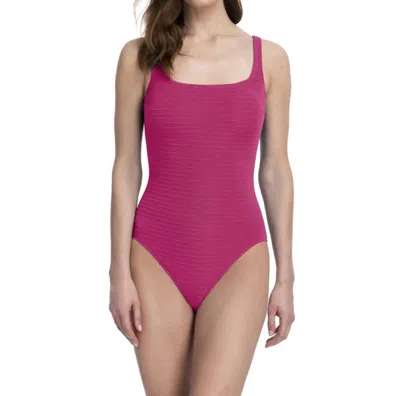 Gottex Deep Dive Full Coverage Square Neck One Piece Swimsuit In Got Raspberry In Pink