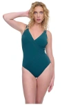 Gottex Devine Peacock V-neck One Piece Swimsuit In Peacock