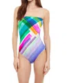Gottex Diagonal Dreams Bandeau One Piece Swimwear In Mulitcolor In Multi