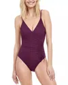 Gottex Dolce Vita V-neck Surplice One Piece Swimwear In Plum In Pink
