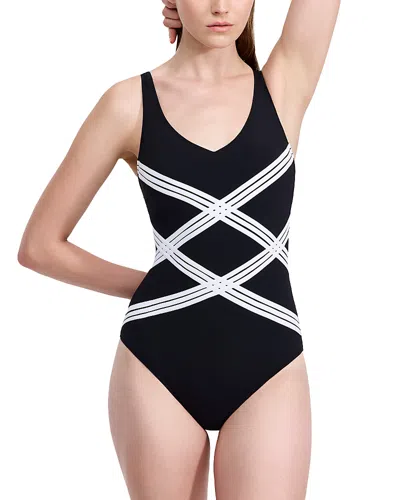Gottex Elegant Essence Striped Front Swimsuit In Multi