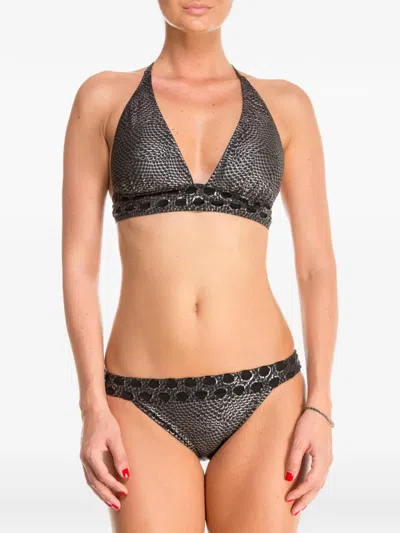 Gottex Embellished Halterneck Bikini Set In Gray