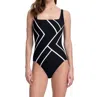Gottex Essentials Square Neck High Back One Piece Swimsuit In Mirage Black In Multi