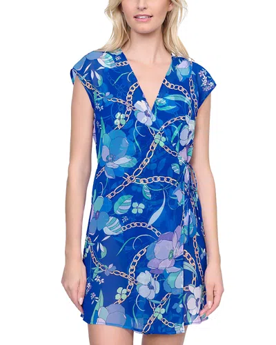 GOTTEX FLORAL PRINT WRAP COVER-UP DRESS