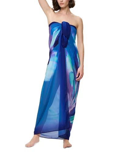 Gottex Floral Rhythm Pareo Swim Cover Up In Blue