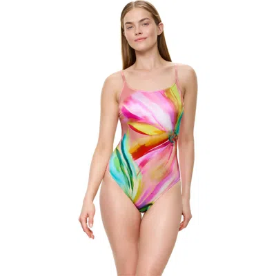 Gottex Floral Rhythm Round Neck One Piece In Pink