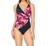 Gottex Full Coverage Surplice One Piece Swimsuit In Got Sangria In Blue