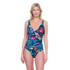 Gottex Garden Dream V-neck Surplice One-piece Swimsuit In Blue