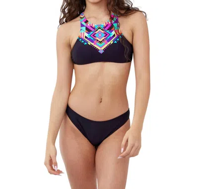 Gottex Kids' Girls High Neck Bikini Top With Matching Bikini Bottom In Tribal In Multi