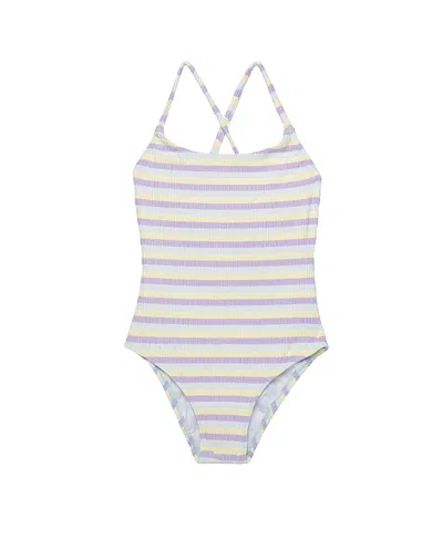 Gottex Kids Lollipop Textured Criss Cross Back Adjustable One Piece In Gray