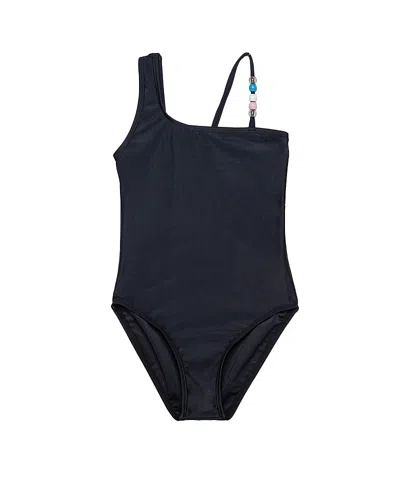 Gottex Kids Sun Beading Asymmetrical Beaded One Piece In Black