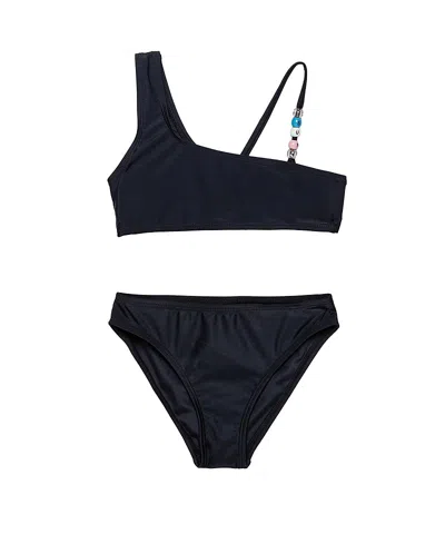 Gottex Kids Sun Beading Asymmetrical Beaded Swim Set In Black