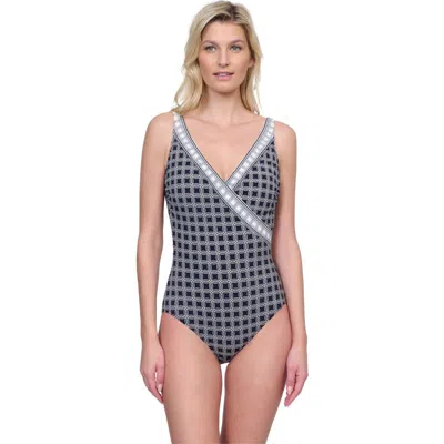 Gottex Golden Chic Surplice One Piece In Black Cream
