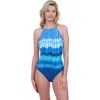 Gottex Golden Hour Highneck One Piece Swimsuit In Blue