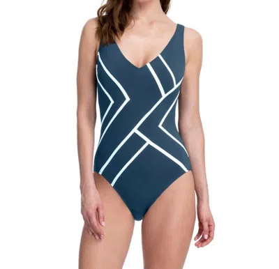 Gottex High Back One Piece Swimsuit In Got Mirage Teal In Blue