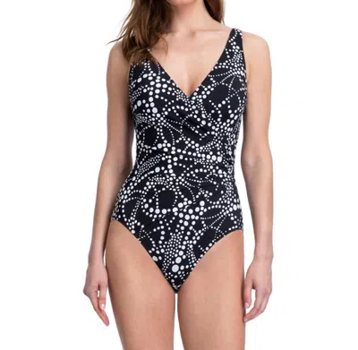 Gottex High Back One Piece Swimsuit In Got Pearls In Paradise In Black