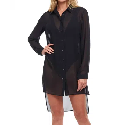 Gottex High Low Cover Up Beach Blouse In Got Black In Multi