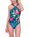 Gottex High Neck Halter One-piece In Blue