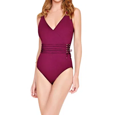 Gottex Jezebel Surplice One Piece Swimsuit In Jezebel Wine In Red