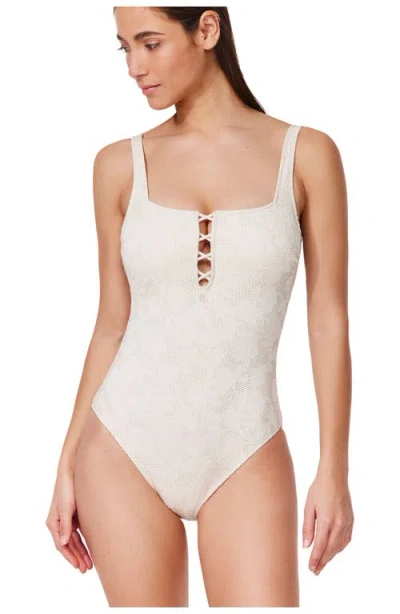 Gottex Jolene Textured Square Neck One Piece In White