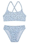 Gottex Kids Ditsy Dream Textured Criss Cross Strap Swim Set In Blue