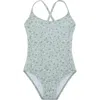Gottex Kids Ditsy Dream Textured Criss Cross Tie Back One Piece In Green