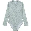Gottex Kids Ditsy Dream Textured Long Sleeve Zip Front One Piece