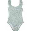 Gottex Babies'  Kids Ditsy Dream Textured Square Neck Ruffle One Piece In Green