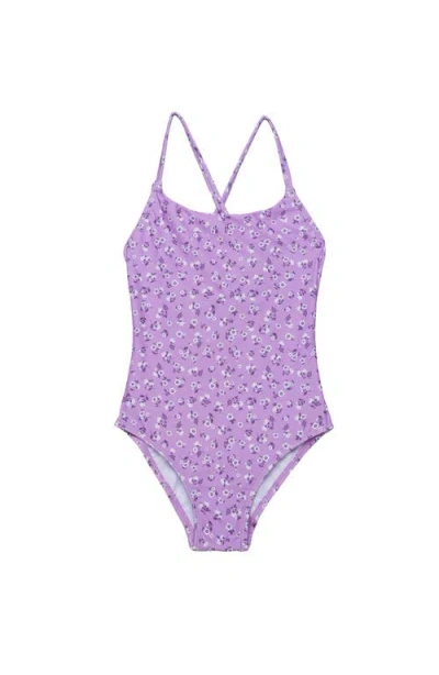 Gottex Kids Ditsy Floral Criss Cross Back Adjustable One Piece In Purple