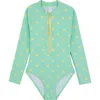 Gottex Kids Dot Dot Dot Long Sleeve Zip Front One Piece