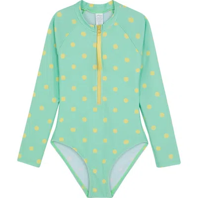 Gottex Kids Dot Dot Dot Long Sleeve Zip Front One Piece