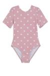 Gottex Kids Dot Dot Dot Short Sleeve Open Tie Back One Piece In Pink