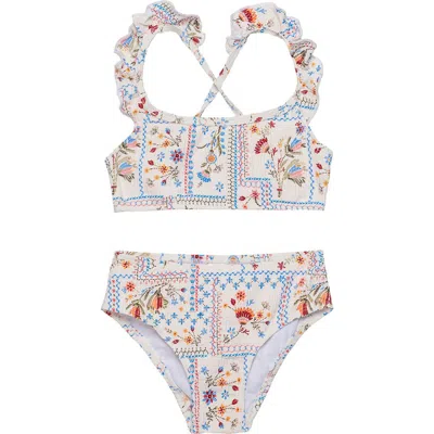 Gottex Kids Floral Soul Textured Scoop Neck Ruffle Swim Set In Multi