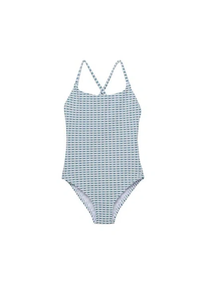 Gottex Kids Forever Gingham Textured Criss Cross Back Adjustable One Piece In Green