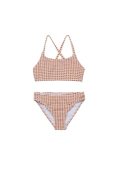 Gottex Kids Forever Gingham Textured Criss Cross Strap Swim Set In Multi