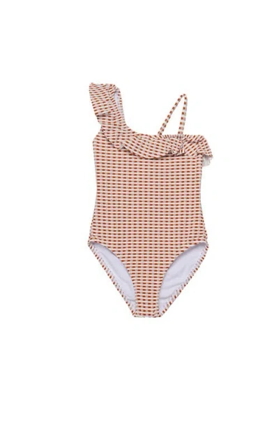 Gottex Kids Forever Gingham Textured Ruffle Asymmetrical One Piece In Multi
