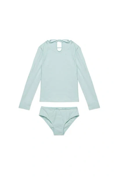 Gottex Kids Freya Rib Long Sleeve Rash Guard Set In Green