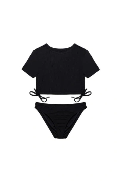 Gottex Kids Freya Rib Short Sleeve Side Tie Swim Set In Multi