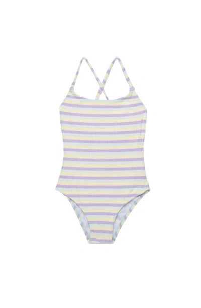 Gottex Kids Lollipop Textured Criss Cross Back Adjustable One Piece In Gray