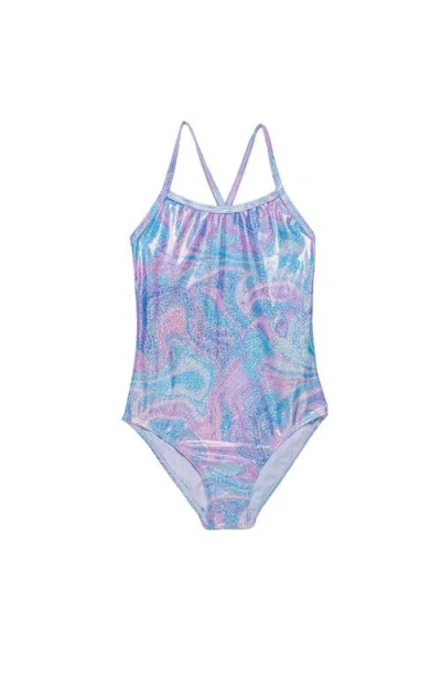 Gottex Kids Marble Sparkle Criss Cross Back One Piece In Multi