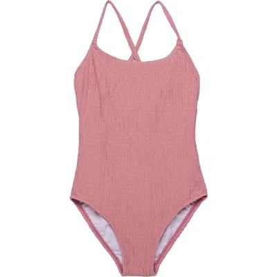 Gottex Kids Neapolitan Textured Criss Cross Back Adjustable One Piece In Pink