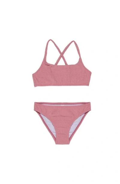 Gottex Kids Neapolitan Textured Criss Cross Strap Swim Set In Pink